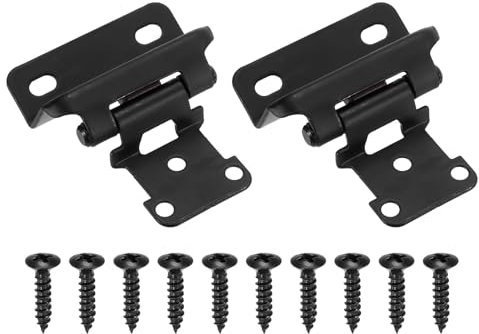 sourcing map 20 Pack Self Closing Cabinet Hinges, 1/2 Overlay Cabinet Door Hinges Semi-Concealed Kitchen for Flush Mount Kitchen Door, Black