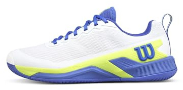 WILSON Rush Pro 4.5 Men's Tennis Shoe - White/Amparo Blue/Safety Yellow, Size 8 US