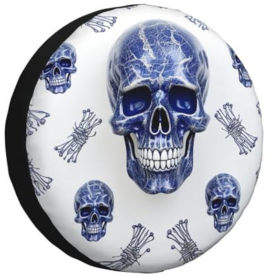 Reifen-Aufbewahrungstasche Blauer Totenkopf Auf Hintergrunddruck Reifenhülle Staubdicht Reifen Tasche Wasserdicht Radschutzhülle Für Wohnmobile Ersatzradreifen Truck 17 inch