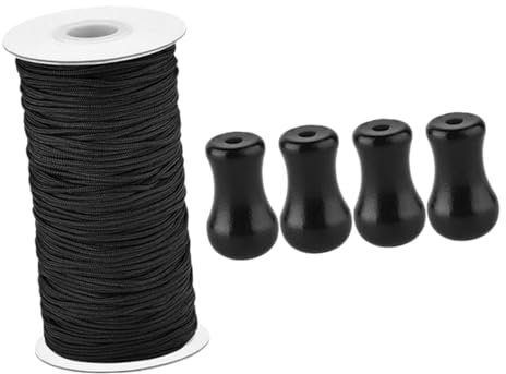 Holibanna Blind Cord Pulls and Black Cord Knobs for Window Blinds 4 Pvc Tassels for Venetian and Roller Shades