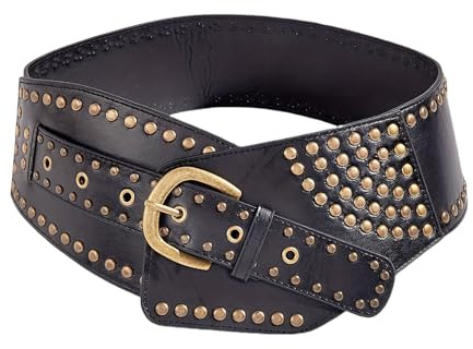 XFSRG Cintura Donna Rivetti Color Oro Bordo Ampio Stile Vintage Cinture Alla Moda ed Elegante Adatto a Tutte le Occasioni