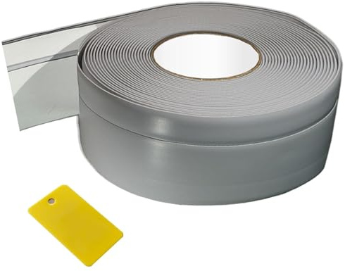 Jyvex Listón de PVC suave autoadhesivo 20 x 50 mm (14 m, gris), listón de cierre de pared para cocina y encimera de cocina, listones para suelo autoadhesivos con perfil angular de plástico