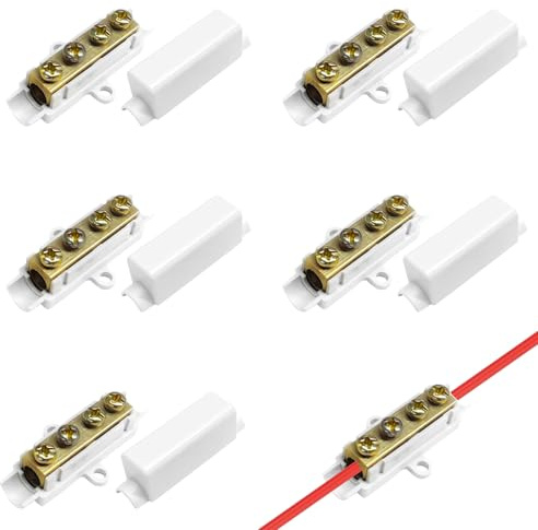 5 Stück Durchgangsverbinder,Kabelverbinder Draht,2 polig 100A 1000V Stoßdraht-Klemmblock für 2,5-16mm² Kabelverbinder, für Deckenleuchten Schalter Elektroinstallation