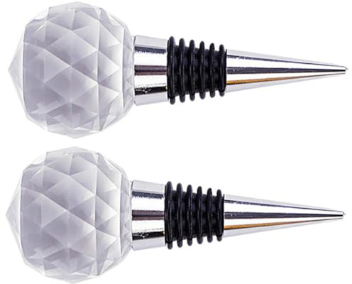 Ipetboom 2pièces Bouchon De Bouteille Vin Cristal Boule Design Scellant Hermétique Réutilisable Accessoire Préservation Goût pour Amateurs Et Cadeaux
