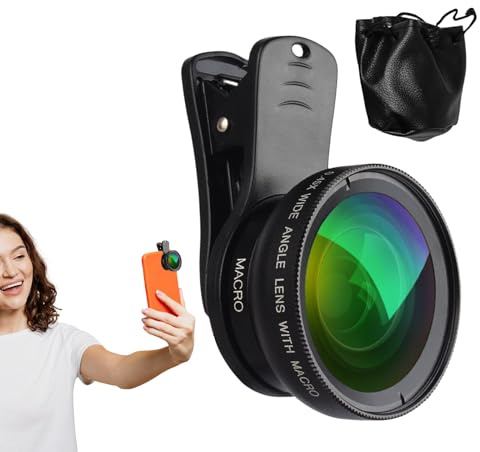 Objetivo de Accesorios Teléfono móvil: Lente Macro 20X Recortable, Compatible | Detalle de Fotos de paisajismo Selfie Ideal, Kit Completo con Estuche de Transporte