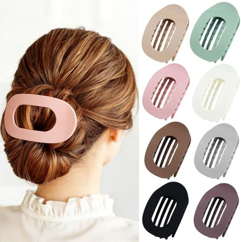 Pince Cheveux Femme Élégantes, Lot de 8 avec Design Plat, Antidérapant et Léger pour Cheveux Épais ou Fins, Tenue Solide et Confortable Idéal pour Quotidien, Sport, Conduite et Style
