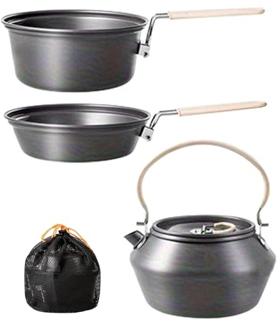 Kit de cuisine de camping | Set de cuisine de camping avec poêle à frire et | Accessoires de cuisine pour rôtir, braiser, barbecue, randonnée, randonnée, pêche, chasse, pique-nique, fête