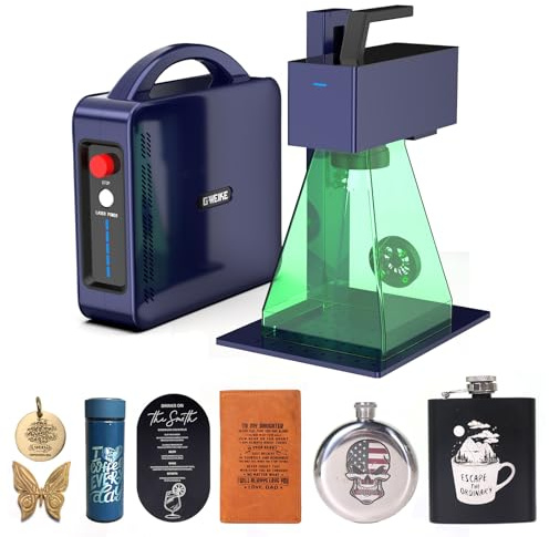 GWEIKE G2 Pro Grabador Láser de Fibra de 30W con Grabado 3D y Profundo, Máquina Láser Rápida de 15000 mm/s, Área de 150×150 mm, Precisión de 0,001 mm para Joyería, Metal y Placas para Mascotas