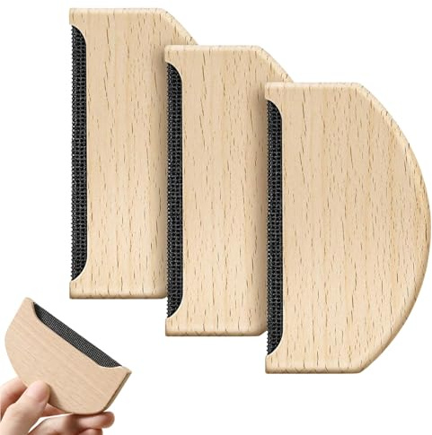 Cashmere Comb & Sweater Shaver, 3 Pcs Wooden Pilling Remover Tool - Manual Fabric Lint Shaver for Clothing, Knits, Wool Coats & Scarves Care