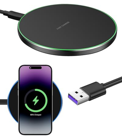 35 W Caricabatterie a induzione wireless rapido compatibile con iPhone 16/15/14/13/12/11 Pro MAX, Samsung Galaxy S25 Ultra/S24 Plus/S23 FE, Google Pixel 9/8 Pro, caricabatterie wireless rapido per