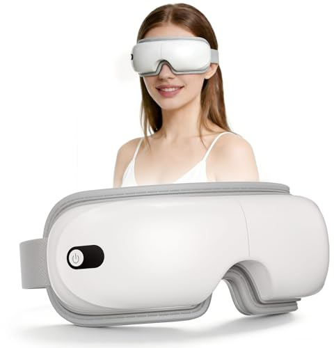 Pinailon Eye Massager with Heat, Massaging Eye Mask with Heating & Music, Facial Massager,Relaxing Eye Care Headache Massager Equipment for Migraines Relax Eyeris for Her Him
