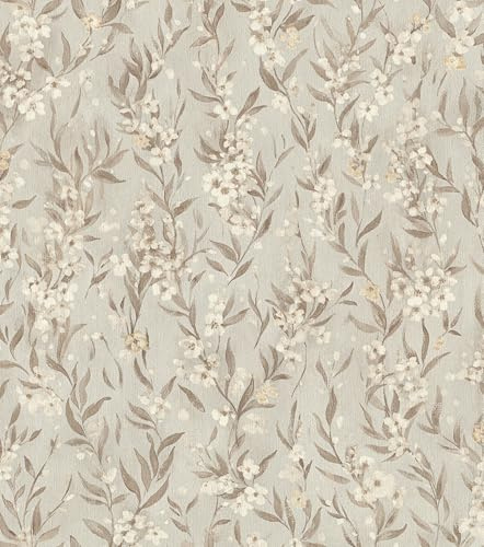 Rasch Noble Zen Sakura 435245 Papier peint intissé Motif fleurs de cerisier Gris