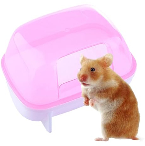 Sandbad für Hamster, Hamstertoilette, Chinchilla, Staubbadhaus, abnehmbarer Sandbehälter, stabile Badewannentoilette für Zwerghamster