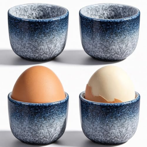Nimblyne Lot de coquetiers en porcelaine - Diamètre : 5 cm - Hauteur : 4,8 cm - Procédé de glaçage au four - Lisse et sans bavures - Passe au lave-vaisselle et dans une boîte cadeau - Pour tables de
