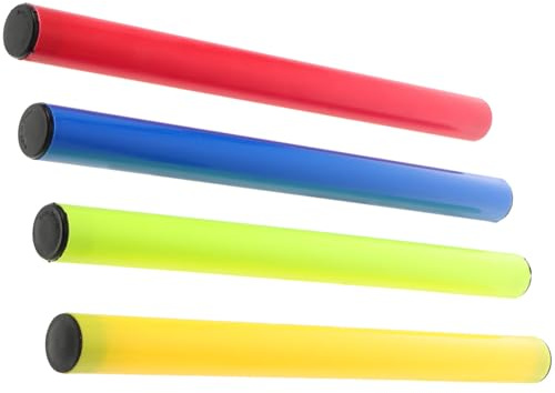 COOPHYA Plastic Relay Baton Set of 4, Lightweight Track Race Sticks | Bright Colour, Smooth Rolled Edge, Easy Handoff for Adults and Boys and Girls, Outdoor Relay Race Equipment