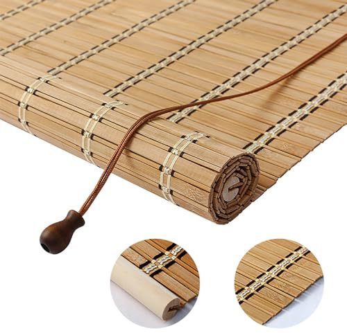 Naturale Tenda a Rullo in Bambù per Esterno Interni 50x150 60x220 100x200 90x230 120x260 160x100cm Traspiranti Privacy Tapparelle Avvolgibili Bamboo Per Terrazze Giardini Verande Cucine(W50xH110cm)