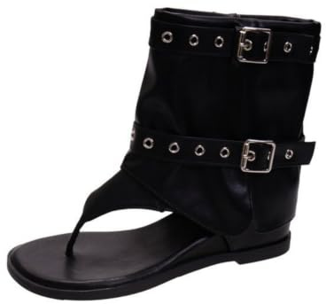 ENEN Botines de Verano Mujer Planos Cana Media Estilo Cowboy Sandalias de Mujer con Punta Abierta Elegantes Comodas Calado Botas Mujer Cowboy para Primavera Verano, 34-40 EU