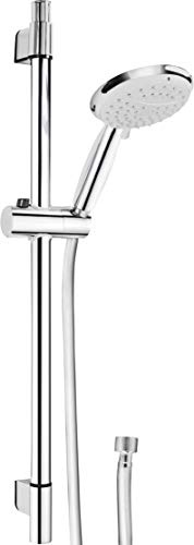 Cornat Brausegarnitur Ardea – Handbrause 119,5 mm | 2 Strahlarten: Normal- und Schwallstrahl – Anti-Kalk und Wasserspareinsatz – 150 cm Brauseschlauch – 65 cm Wandstange