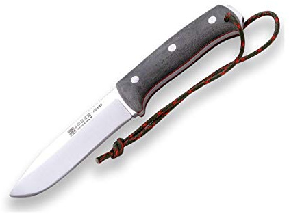 Joker överlevnadskniv Nomad CV125, Micarta Canvas Grepp, 12,7 cm Blad av Böhler N695 stål, svart läderslida, inklusive parakord, verktyg för fiske, jakt, camping och vandring