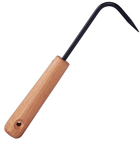 Yunobi Manual Weeder of Manganese Steel and Wood, Single Claw Garden Weeding Hook Root Remover, Digging Cultivator