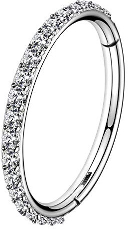 OUFER 16G Rostfreier Stahl Knorpel Ohrringe Fünf Petal Clear CZ Blume Tragus Helix Earrings Knorpel Ohrstecker steel-18G-10mm
