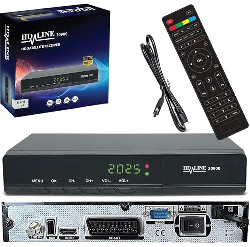 LEYF HD 30900 Ricevitore Satellitare Digitale - DVB-S/DVB-S2 - Full HD 1080p (HDTV, HDMI,USB, Scart) Cavo HDMI [Preprogrammato per Astra, Hotbird e Türksat]Solo per i canali tedeschi