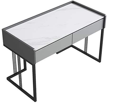 Laptop-Tisch Computertisch Nordic Slate Pc. Laptop Schreibtisch Schreibtisch mit Schubladen Einfaches Licht Luxus Pc. Workstation for Heimbürgerschlafzimmer, stabiler Schmiedeeisenrahmen Arbeitstisch
