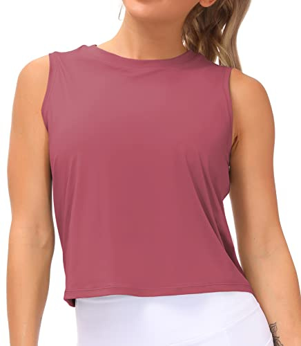 THE GYM PEOPLE Damen Eisseide Sport Tank Top Schnell Trocken Ärmellos Shirt | Lockere, Hohe Elastizität, Leicht, Atmungsaktivität, Schweißableitend, Reflektierendes Design, Laufshirt für Gym Yoga