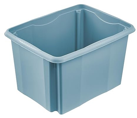 keeeper Caja de almacenamiento con sistema de giro/apilado, 44,5 x 34,5 x 27 cm, 30 L, Emil, Azul Nordic
