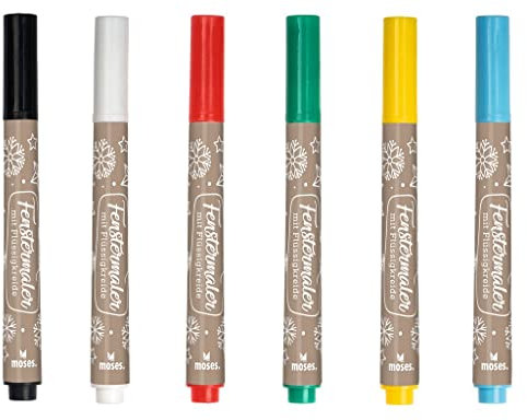 Fenstermaler Winterwunder | 6 Stifte inklusive 12 weihnachtliche Motivvorlagen