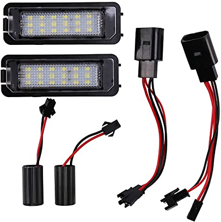 ARMED 2Pcs 12V LED Lampes LumiÈRe De Plaque D'immatriculation pour Golf 4 5 6 7 Feux De Plaque D'immatriculation De Voiture Accessoires ExtÉRieurs