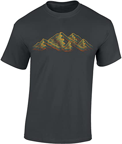Camiseta de senderismo para hombre: offline – camiseta de escalada para hombre – regalo para amantes de senderismo – equipo de montañismo, Dark Grey - Alpes, XXL