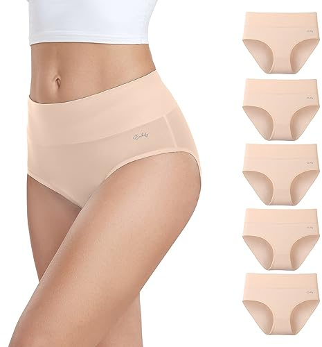 anqier Unterhosen Damen 5er Pack Stretch Baumwolle Hohe Taille Slips Damen