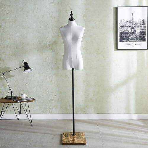 Rozhuhro Schaufensterpuppe Torso weiblich, Höhenverstellbar Mannequin, mit Höhenverstellbar Metall Standfuss Sockel, Mannequin Büste, Deko Mannequin,Square Bottom