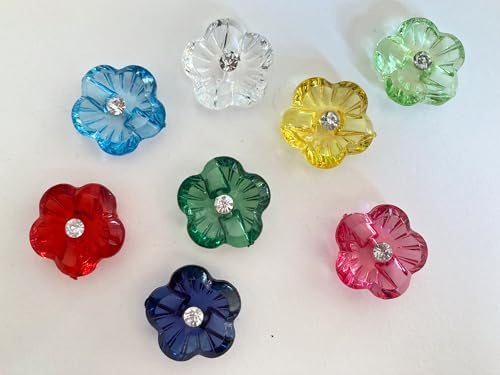 Plastic Buttons Flower Shaped Sewing Knitting 23pcs Shank Button Haberdashery Transparent Colour Mix Fastenings Craft cardmaking Cushion Beads (Mixed Roses)