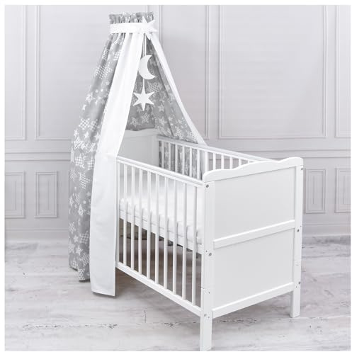 Generisch Baby Delux Babybett Himmel Betthimmel Baumwolle Baldachin für Babybett Kinderbett Wiege Stubenwagen Himmelstange Sterne Mond Applikationen Deko (Galaxy, ohne Himmelstange)