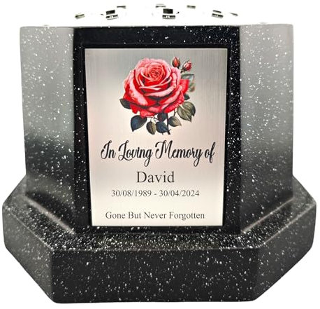 [Custom] Personalised Printed Rose Black Memorial Rose Bowl Grave Marker Flower Pot Vase Silver/Gold Plate (UV PRINTED) (Silver Plate)