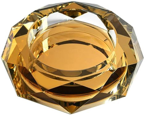 Cenicero de Cristal, Ceniceros de Vidrio Octagonales, Cenicero para Decoración de Mesa de Oficina en Casa, Fumador, Cenicero de Cigarros, Regalo para Hombres (Gold,10CM)