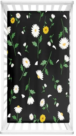 Morbuy Bettlaken Spannbettlaken für Babybett, Spannbettlaken für Kinderbett, Zerkleinerte Blüte Kinderwagen Matratzenbezug, Kinderwagen Matratzenbezug für Neugeborenes (140x70cm,Schwarz)