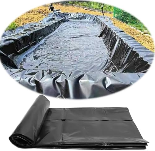 Teichfolie Aus HDPE Dichtungsfolie Schwarz 2x5m 4x6m 6x9m 7x8m 9x12m 10x15m große Teichmembran Teichplane für Fischteiche Schwerlast Teichfolien Gartenteichfolie Witterungsbeständig(2x9.0m/6.5 x 29.5f