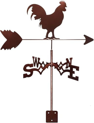 Veleta de metal, adorno de veleta, veleta de hierro fundido, veleta de viento, decoración de jardín con forma de gallo de metal, indicador de dirección para exteriores, techo, patio de granja
