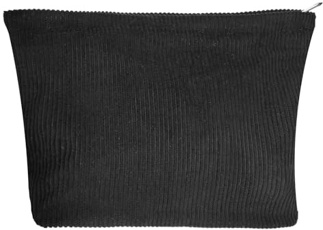 Kosmetiktasche, Make-up-Tasche, Cord-Kosmetiktasche Massivfarbe Makeup Lagerung Organizer Mädchen, Kleine Make-up-Tasche， Aufbewahrungstasche， Reise-Kulturbeutel(Color : Schwarz)