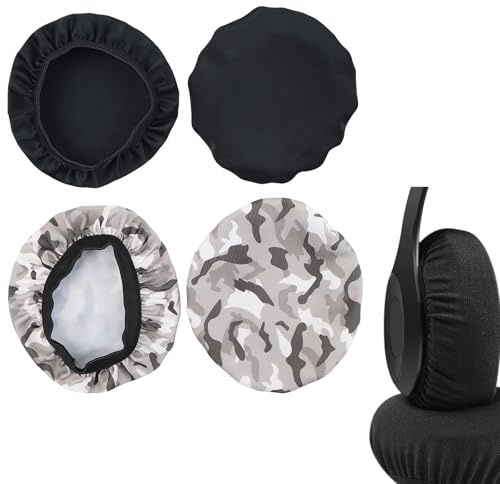 DHWEKU Kit de 4 Fundas para Auriculares, Elásticas, Transpirables y Lavables, para Auriculares de 9 a 10,5 cm, Reutilizables en Protector de Auriculares Lavable y Extensible
