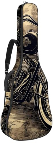 Bassgitarrentasche, 101,6 cm, 101,6 cm, doppelter verstellbarer Schultergurt, Akustikgitarre, Gigbag, Gitarrenkoffer, wasserdichtes Oxford-Gewebe, dicker Schwamm, Vintage-Motorrad 37,