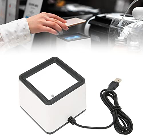 Freihändiger Barcode-Scanner, Schnelle Dekodierung, Hohe Genauigkeit, Multifunktionaler Allround-Desktop-Scanner für Mobiles Bezahlen, ABS-Weiß, USB-Schnittstelle