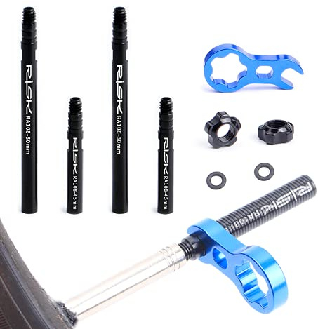 2PCS Bike Bicycle Inner Tube Presta Valve Extender Extension 45mm Integrated Removable With Free Wrench
