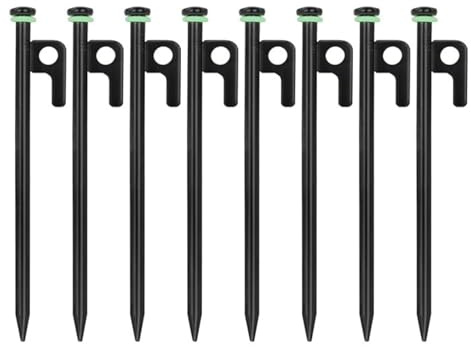 Packung mit 8 Zelt-Heringen, stabile Metall-Zeltpflöcke für Camping, 20 cm Stahl-Erdpflöcke (8 Zoll)