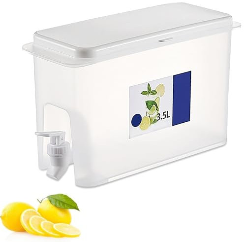 Drinks Dispenser with Tap, Large Durable Fridge Water Dispenser 3.5L Drink Dispenser for Fridge, Suitable for Hot and Cold Water, Juice, Cocktails, Iced Tea