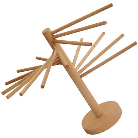 MUCKLILY Stendino portaspaghetti sospeso in legno albero di essiccazione della pasta stendipasta ristorante essiccatore per spaghetti supporto asciuga pasta di legno Beige