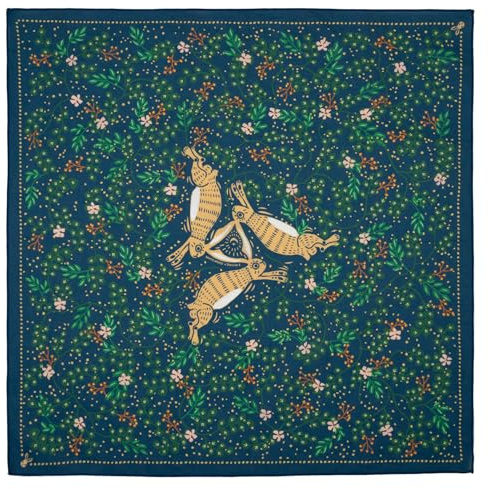 WHTE MOSS Bandana 100% extra feine Baumwolle Taschentuch für Damen und Herren, Hase Waldgrün, 55.88 cm x 55.88 cm